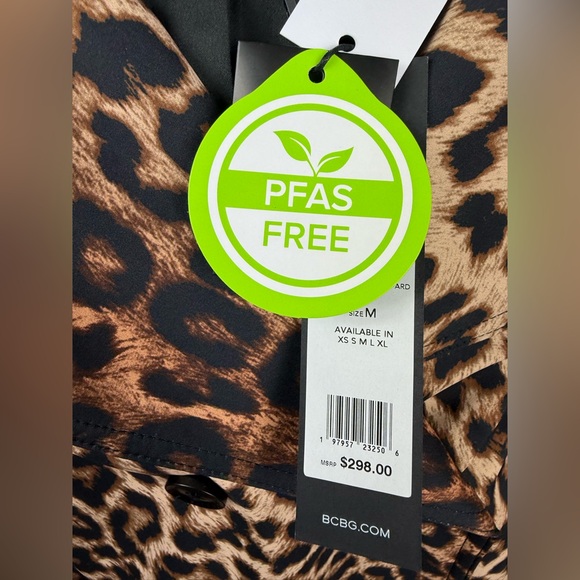 BCBGMaxazria Trench Coat Leopard Print Brown Black Medium - Picture 13 of 13